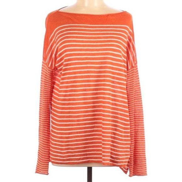 Vince Orange and White Striped Sweater - Picture 3 of 8